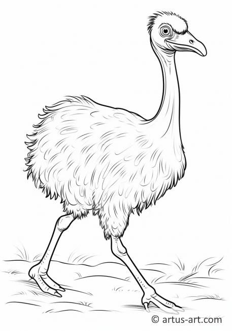 Página para colorear de avestruz corriendo